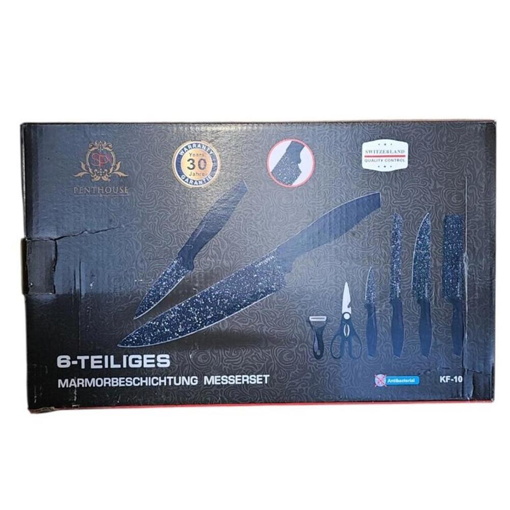 Penthouse Black 6 Piece Knife Set Swiss Metaloceramika Switzerland Quality NEW